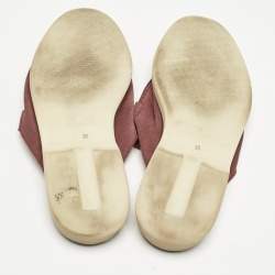 Pre Owned Loro Piana Burgundy Suede Babouche Charms Walk Flat Mules Size 38