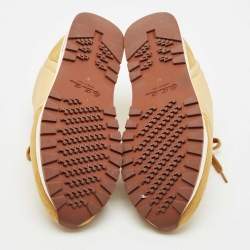 Pre Owned Loro Piana Gold Leather and Nylon My Wind Lace Up Sneakers Size 37