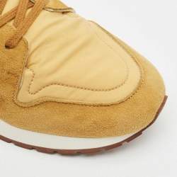 Pre Owned Loro Piana Gold Leather and Nylon My Wind Lace Up Sneakers Size 37