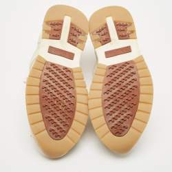 Pre Owned Loro Piana Pink/Grey Leather and Suede 360 LP Flexy Walk Low Top Sneakers Size 38