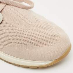 Pre Owned Loro Piana Pink/Grey Leather and Suede 360 LP Flexy Walk Low Top Sneakers Size 38