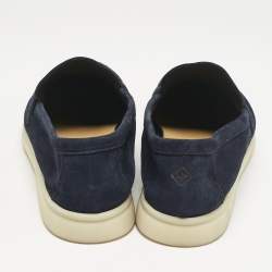 Pre Owned Loro Piana Navy Blue Suede Summer Charms Walk Loafers Size 38.5 