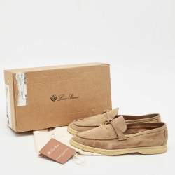Pre Owned Loro Piana Brown Suede Summer Charms Walk Loafers Size 40.5