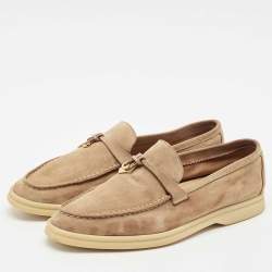 Pre Owned Loro Piana Brown Suede Summer Charms Walk Loafers Size 40.5