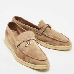 Pre Owned Loro Piana Brown Suede Summer Charms Walk Loafers Size 40.5