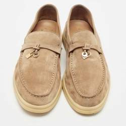 Pre Owned Loro Piana Brown Suede Summer Charms Walk Loafers Size 40.5