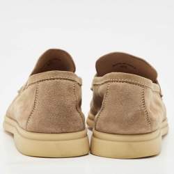 Pre Owned Loro Piana Brown Suede Summer Charms Walk Loafers Size 40.5