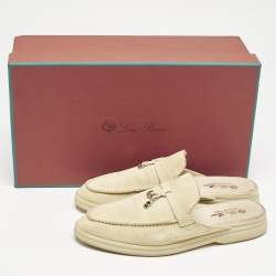 Pre Owned Loro Piana Grey Suede Babouche Charms Walk Mules Size 38