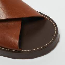 Loro Piana Brown Leather Sumie Slingback Sandals Size 39