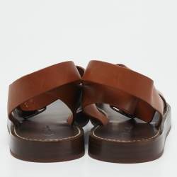 Loro Piana Brown Leather Sumie Slingback Sandals Size 39