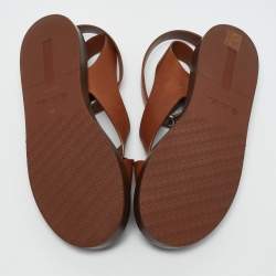 Loro Piana Brown Leather Sumie Slingback Sandals Size 39
