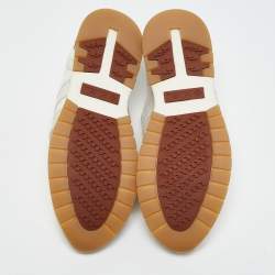 Pre Owned Loro Piana Grey Knit Fabric and Leather 360 LP Flexy Walk Sneakers Size 41