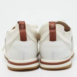 Pre Owned Loro Piana Grey Knit Fabric and Leather 360 LP Flexy Walk Sneakers Size 41