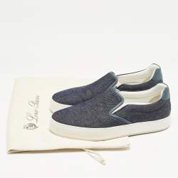 Loro Piana Navy Blue Denim Slip On Sneakers Size 37