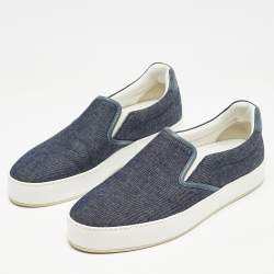 Loro Piana Navy Blue Denim Slip On Sneakers Size 37
