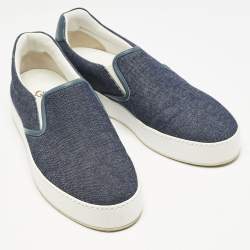 Loro Piana Navy Blue Denim Slip On Sneakers Size 37