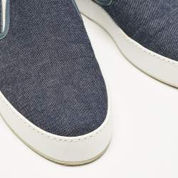Loro Piana Navy Blue Denim Slip On Sneakers Size 37