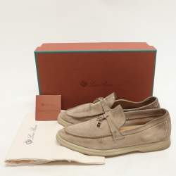 Loro Piana Beige Suede Summer Charms Walk Loafers Size 37