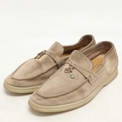 Loro Piana Beige Suede Summer Charms Walk Loafers Size 37
