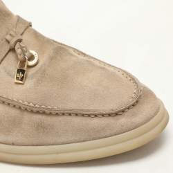 Loro Piana Beige Suede Summer Charms Walk Loafers Size 37