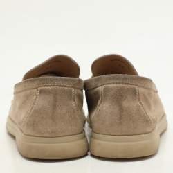 Loro Piana Beige Suede Summer Charms Walk Loafers Size 37