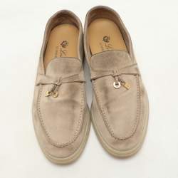 Loro Piana Beige Suede Summer Charms Walk Loafers Size 37