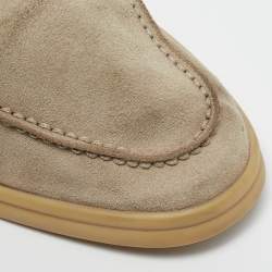 Pre Owned Loro Piana Grey Suede Babouche Charms Walk Mules Size 39