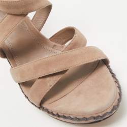 Loro Piana Beige Suede Wedge Sandals Size 40