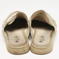 Pre Owned Loro Piana Light Grey Suede Babouche Charms Walk Flats Size 40.5