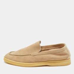 Loro Piana Beige Suede Summer Walk Loafers Size 36.5