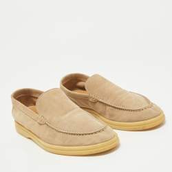 Loro Piana Beige Suede Summer Walk Loafers Size 36.5