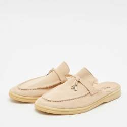 Pre Owned Loro Piana Beige Suede Summer Charms Walk Mules Size 37