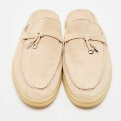 Pre Owned Loro Piana Beige Suede Summer Charms Walk Mules Size 37