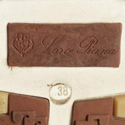 Pre Owned Loro Piana Off White/Grey Knit Fabric and Suede 360 Flexy Walker Sneakers Size 38