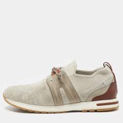 Loro Piana Grey Knit Fabric 360 LP Flexy Walk Sneakers Size 39
