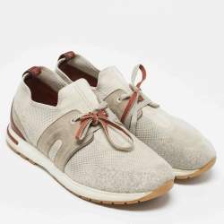 Loro Piana Grey Knit Fabric 360 LP Flexy Walk Sneakers Size 39