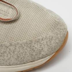 Loro Piana Grey Knit Fabric 360 LP Flexy Walk Sneakers Size 39