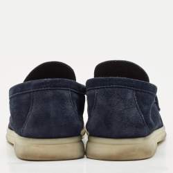 Pre Owned Loro Piana Navy Blue Suede Summer Charms Walk Loafers Size 39