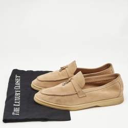 Loro Piana Beige Suede Summer Charms Walk Loafers Size 39.5