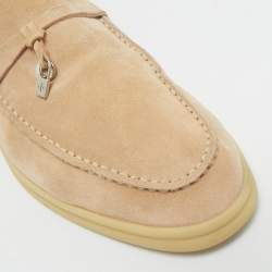 Pre Owned Loro Piana Beige Suede Summer Charms Walk Loafers Size 40.5