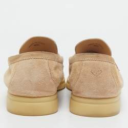Pre Owned Loro Piana Beige Suede Summer Charms Walk Loafers Size 40.5