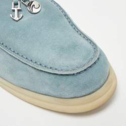 مملوكة مسبقًا Loro Piana Blue Suede Summer Walk Loafers Size 39