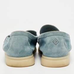 مملوكة مسبقًا Loro Piana Blue Suede Summer Walk Loafers Size 39