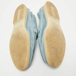 مملوكة مسبقًا Loro Piana Blue Suede Summer Walk Loafers Size 39