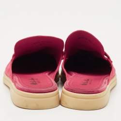 Pre Owned Loro Piana Fuchsia Suede Babouche Charms Walk Flat Mules Size 41