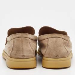 Loro Piana Beige Suede Summer Charms Walk Loafers Size 36.5