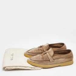 Loro Piana Beige Suede Summer Charms Walk Loafers Size 36.5