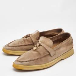 Loro Piana Beige Suede Summer Charms Walk Loafers Size 36.5