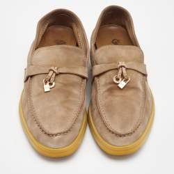 Loro Piana Beige Suede Summer Charms Walk Loafers Size 36.5