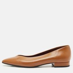 Loro Piana Brown Leather Rebecca Ballet Flats Size 37